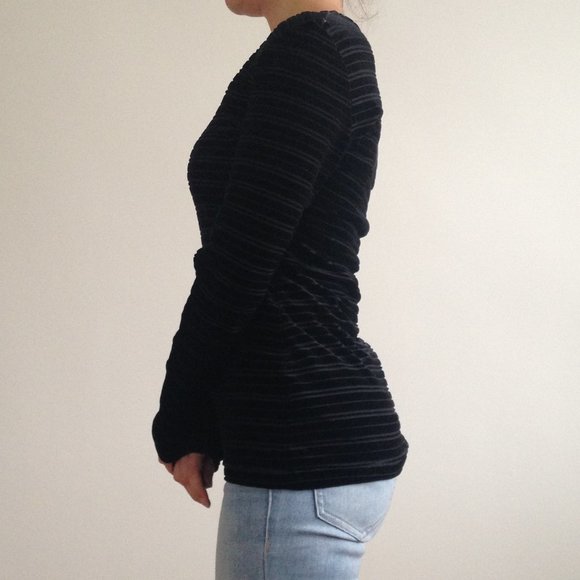 Classique Collection - Black Velvet Striped Shirt - Picture 4 of 5